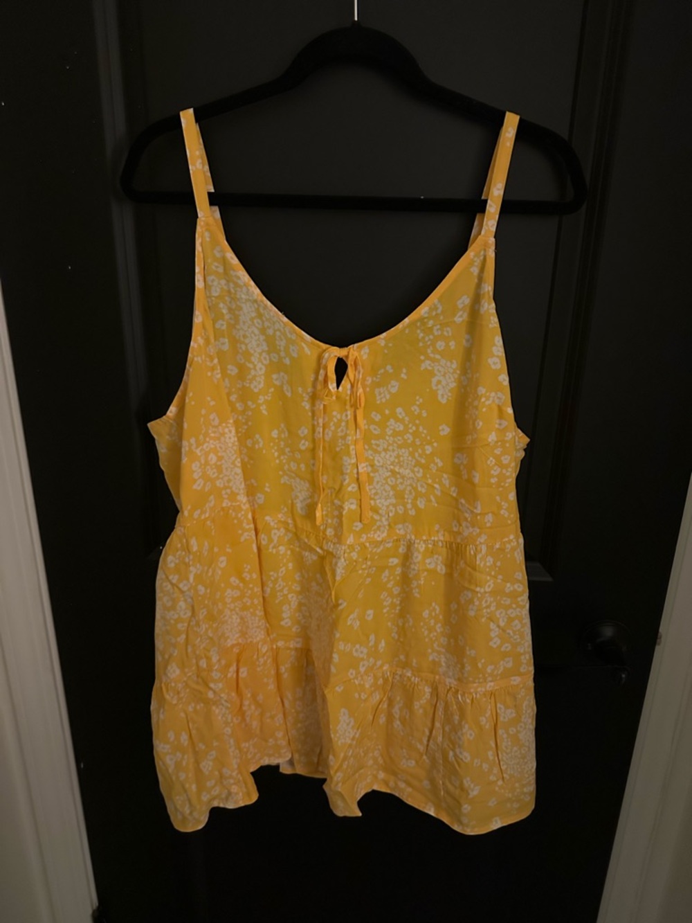 Torrid Yellow Floral Tie-Front Challis Tiered Cami